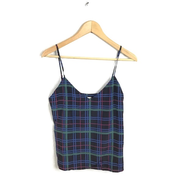 L’agence Tank Top Jane Plaid Silk Cami